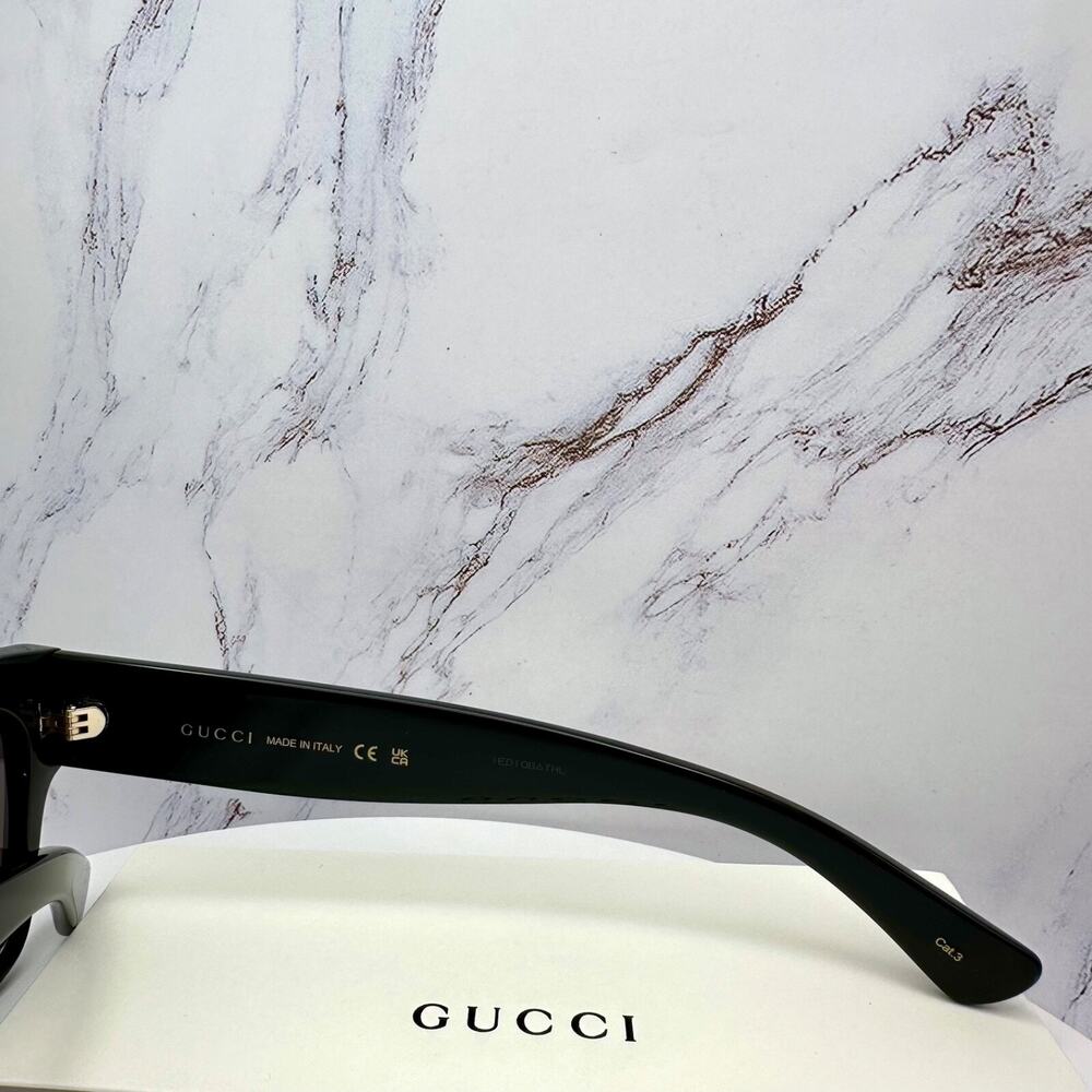 CLASSY New GUCCI Sunglasses Black 54mm Square Gold Letter Logo Italy - Picture 7 of 16
